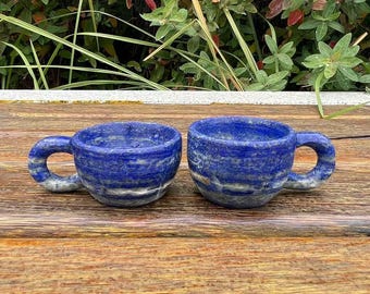 Hand Carved Lapis Lazuli Crystal Cup: Healing Home DecorCrystal Decor