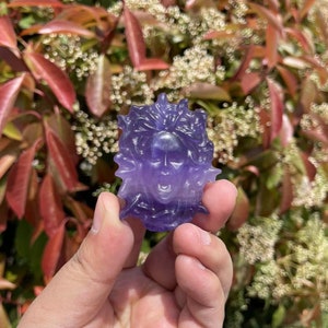 Purple Fluorite Medusa Carving | Crystal Medusa | Hand Carved Gift for Her