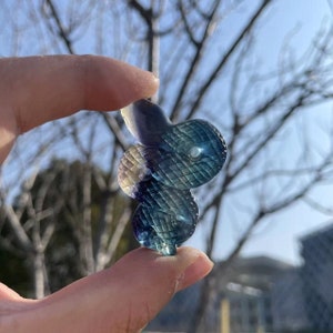 Rainbow Fluorite Snake Carving|Healing Crystal Carving|Stone Carving|Fluorite Animal Snake Sculpture|Handmade Gift for Women and Kids