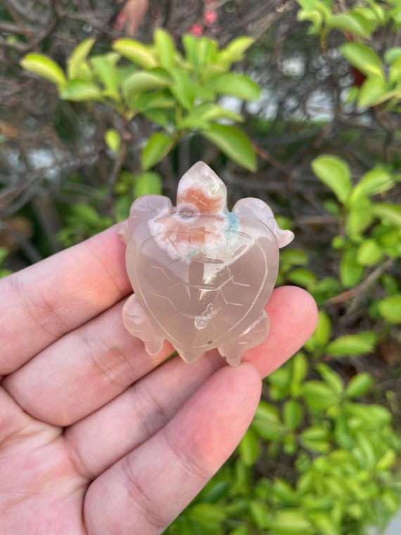 花瑪瑙の亀彫刻：癒しのクリスタル動物ギフト - Etsy 日本