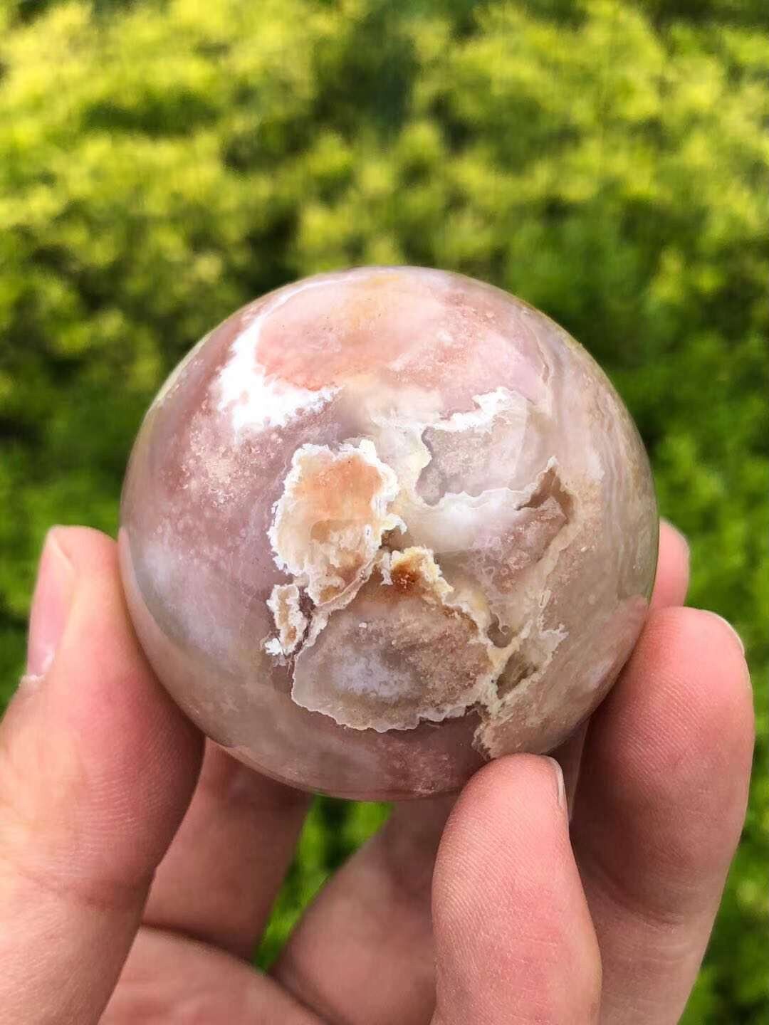 53 Mm Natural Druzy Pink Flower Agate Polished Sphere With - Etsy UK