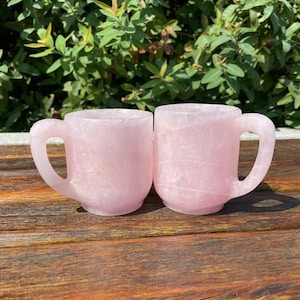 1 Pcs Hand Carved Rose Quartz Cup Carving|Reiki Healing Crystal Cup|Crystal Coffee Mug|Crystal Cup Gift for Women and Men|Crystal Home Decor