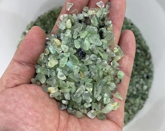 200g Natural Prehnite Crystal Chips: Gemstone Vial (3-5mm)Crystal Decor