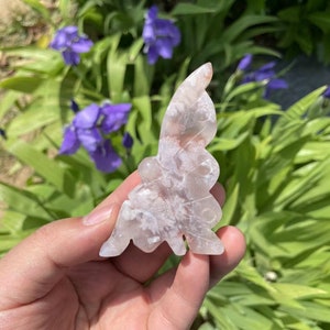 High Quality Flower Agate Fairy Carving | Healing Crystal | Crystal Animal Carvings | Energy Stone | Unique Gift for Her and Kids