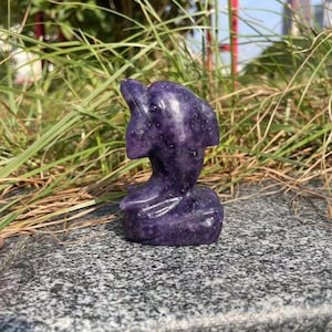 Natural Crystal Lepidolite Dolphin Carving|Crystal Animal Dolphin Carving Unique Gift for Kids and Women|Chakras Crystal and Crystal Healing