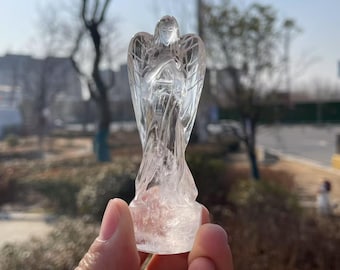Clear Quartz Angel Carving: Healing Crystal Statue, Home Decor