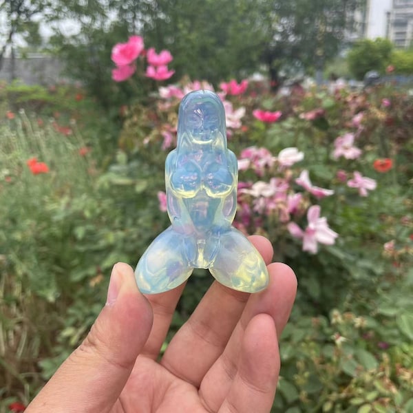 Lovely White Opalite Yoga Goddess Carving|Healing Crystal Carving|Opalite Yoga Goddess sculpture|Crystal Yoga Goddess Gift for Kids and Her