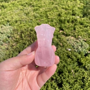 Hand Carved Rose Quartz Lady Body Sculpture: Healing Crystal