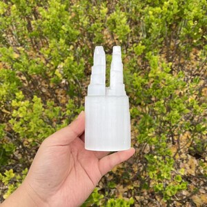 5.85 inches Natural Selenite Double Tower|Natural Healing Crystals Towers|Spirit Crystal Towers|Unique Crystal gift for Women and Men