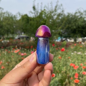 Aura Dream Amethyst Mushroom Carving|Healing Crystal|Crystal Amethyst Mushroom Carvings|Energy Stone|Unique Gift for Her and Kids #03