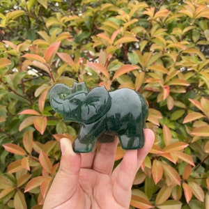Hand Carved Green Fluorite Elephant: Healing Crystal Carving