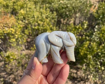 Natürliche Achat Elefant Schnitzerei: Kristall Tierskulptur