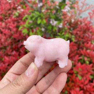 Cute Pink Opal Pig Carving|Healing Crystal|Crystal Pink Opal Pig Carving|Crystal Animal Pig Sculpture|Crystal Pig Gift for Women and Kids