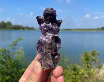 Dream Amethyst Girl Angel Carving | Healing Crystal Home DecorCrystal Decor