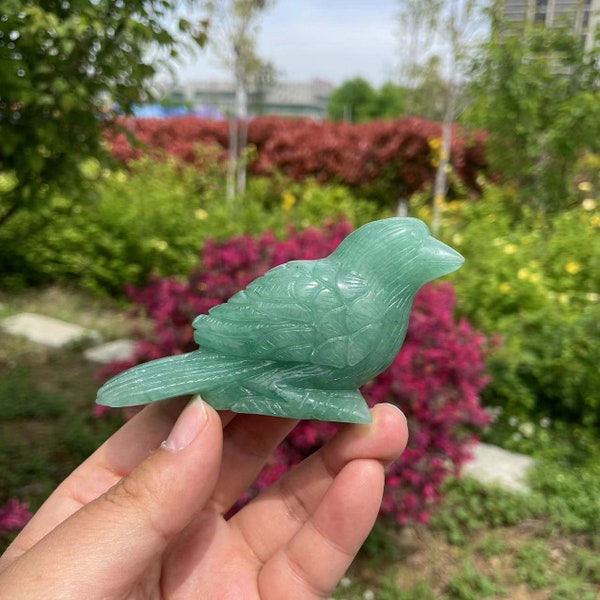 Hand Carved Green Aventurine Bird Carving|Healing Crystal|Green Aventurine Animal Bird Sculpture|Crystal Bird Gift for Kids Women and Men