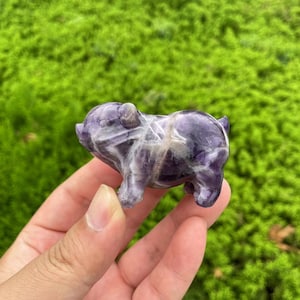 Lovely Dream Amethyst Pig Carving|Healing Crystal Carving|Crystal Animal Pig Sculpture|Energy Stone|Crystal Pig Gift for Her and Kids #02