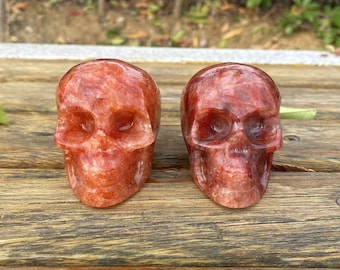 Fire Quartz Crystal Skull Carving: Reiki Healing Home DecorCrystal Decor