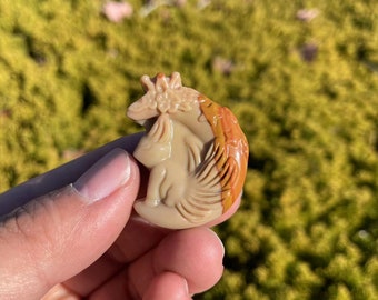 Ocean Stone Fox Carving: Crystal Animal Sculpture