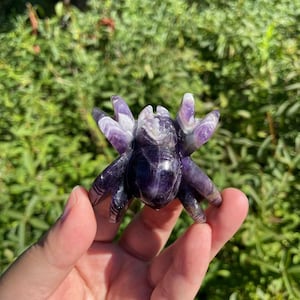 Handgeschnitzte Traum Amethyst Spinne|Heilkristall|Kristall Spinne Statue|Energie Stein Schnitzerei|Kristall Spinne Geschenk für Frauen und Männer B