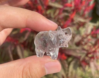 クリアクォーツの象の彫刻 | クリスタルアニマルトーテム | 透明