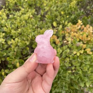 Cute Rose Quartz Rabbit Carving|Healing Crystal Crystal Animal Bunny Carvings|Energy Stone|Unique Crystal Bunny Gift for Her and Kids