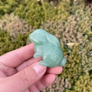 Natuurlijke groene Aventurijn konijn snijwerk|Healing Crystal Crystal Animal Bunny Sculpture|Energiesteen|Crystal Bunny Cadeau voor haar en kinderen #03