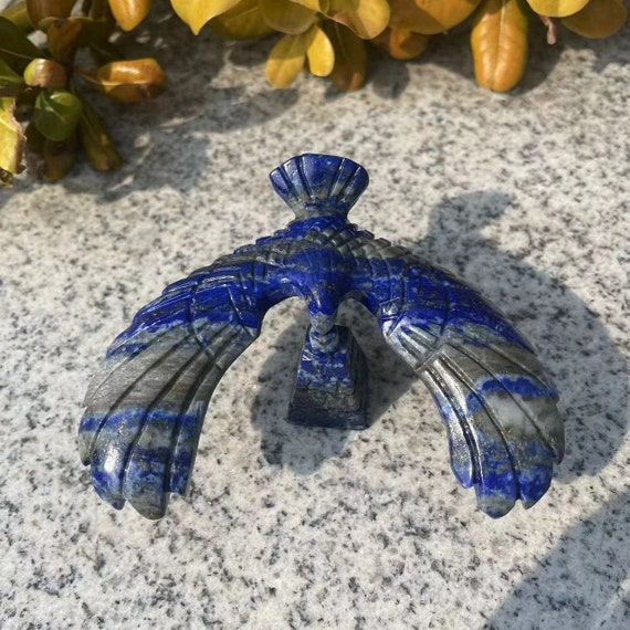 Lapis Lazuli Flying Eagle Carving: Crystal Animal Sculpture