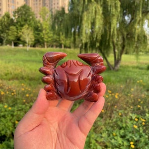 Hand Carved Ocean Jasper Crab Carving Crystal Ocean Jasper Crab Sculpture Crystal Gift for Kids Women and Men|Crystal Healing Carving #02