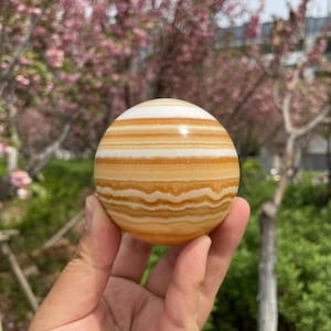 3.12 inches Diameter Honey Calcite Sphere|Natural Orange Calcite Sphere Healing Crystals|Spirit Crystal Sphere|Sphere gift for Women and Men