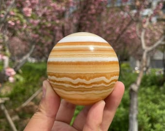 Honey Calcite Sphere: Natural Orange Crystal Healing (3.12 inches)Crystal Decor
