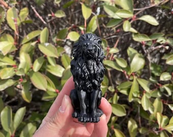 Cool Obsidian Lion Carving|Healing Crystal Carving|Stone Carving|Crystal Obsidian Animal Lion Sculpture|Handmade Gift for Women and Kids