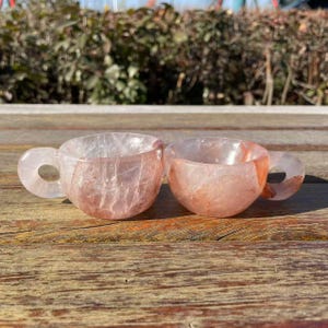 1 Pcs Hand Carved Fire Quartz Cup Carving|Crystal Coffee Mug|Crystal Cup Gift for Women and Men|Healing Crystal Cup Mug|Crystal Home Decor