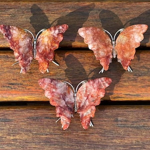 Hand Carved Fire Quartz Butterfly Carving|Crystal Butterfly Decor|Reiki Healing Spiritual|Butterfly Statue|Crystal Butterfly Gift for Women
