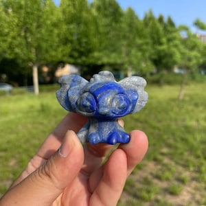 Lovely Lapis Lazuli Stitch Carving|Healing Crystal|Crystal Lapis Lazuli Stitch Statue|Energy Stone|Crystal Stitch Gifts for Women and Kids A