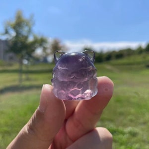 Lovely Natural Amethyst Fox Carving|Crystal Healing Carving|Crystal Animal Nine-Tailed Fox Sculpture|Energy Stone Gift for Women and Kids
