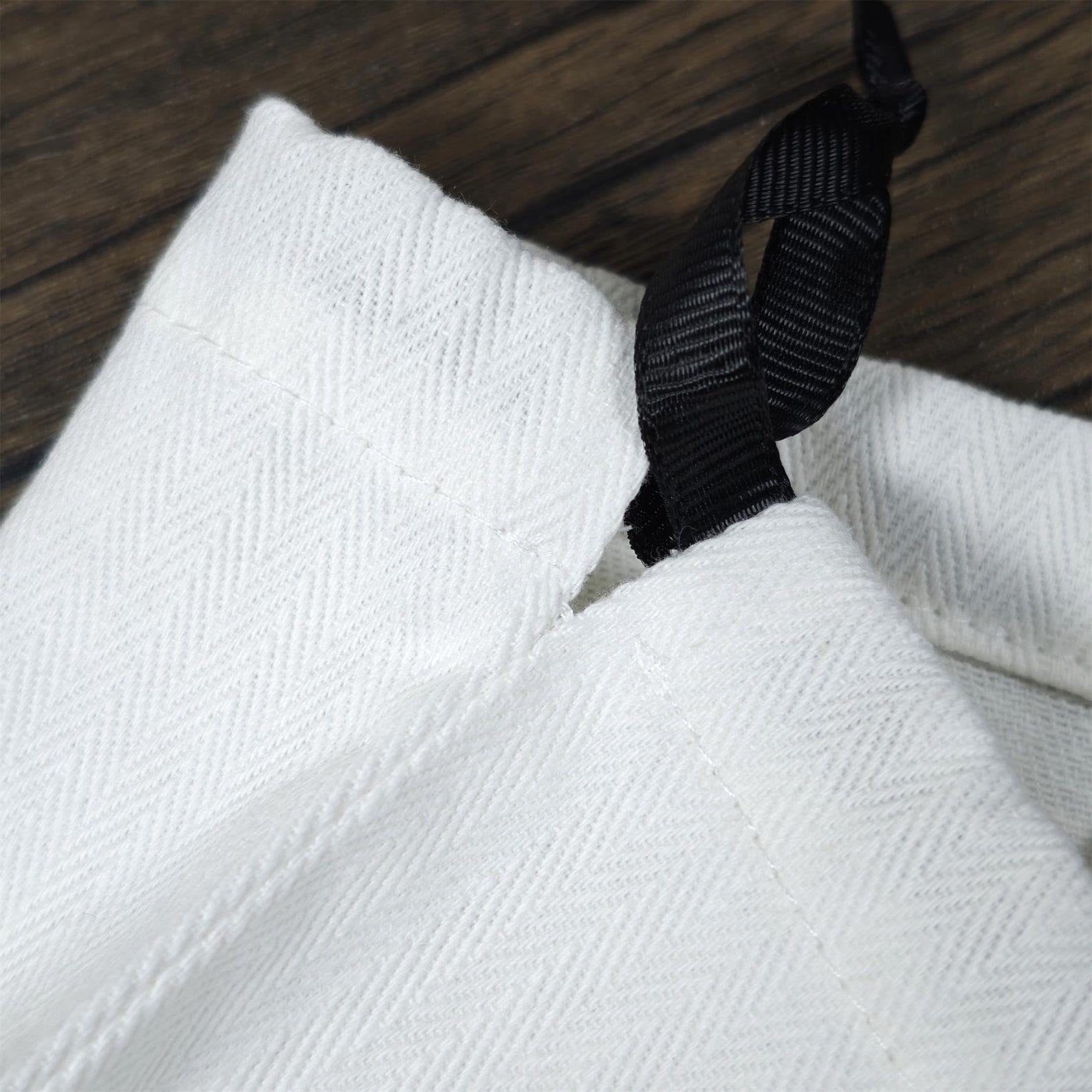 100pcs White Thick Cotton Herringbone Drawstring Pouches With Logo ...