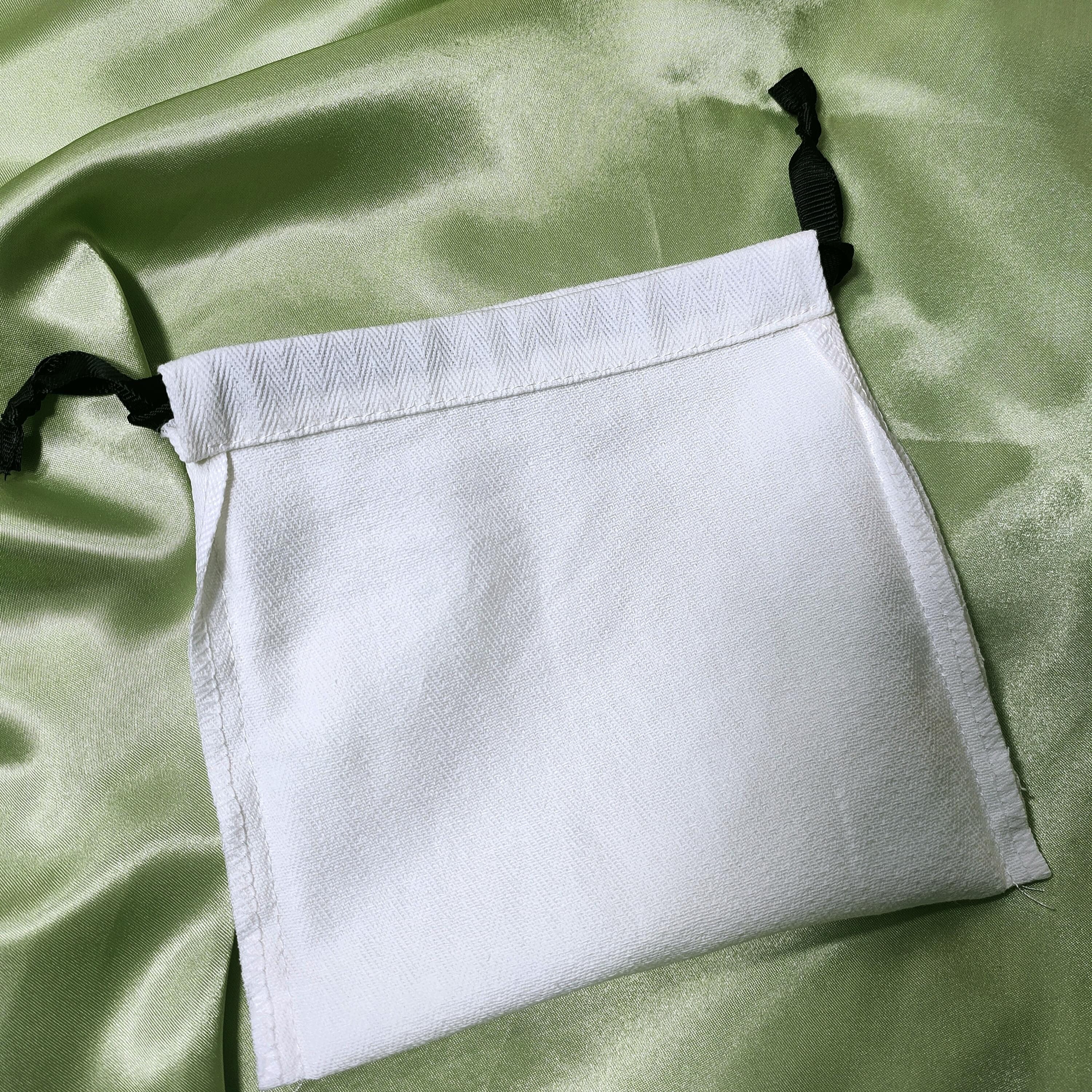 100pcs White Thick Cotton Herringbone Drawstring Pouches With Logo ...