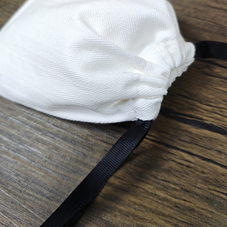 100pcs White Thick Cotton Herringbone Drawstring Pouches With Logo ...