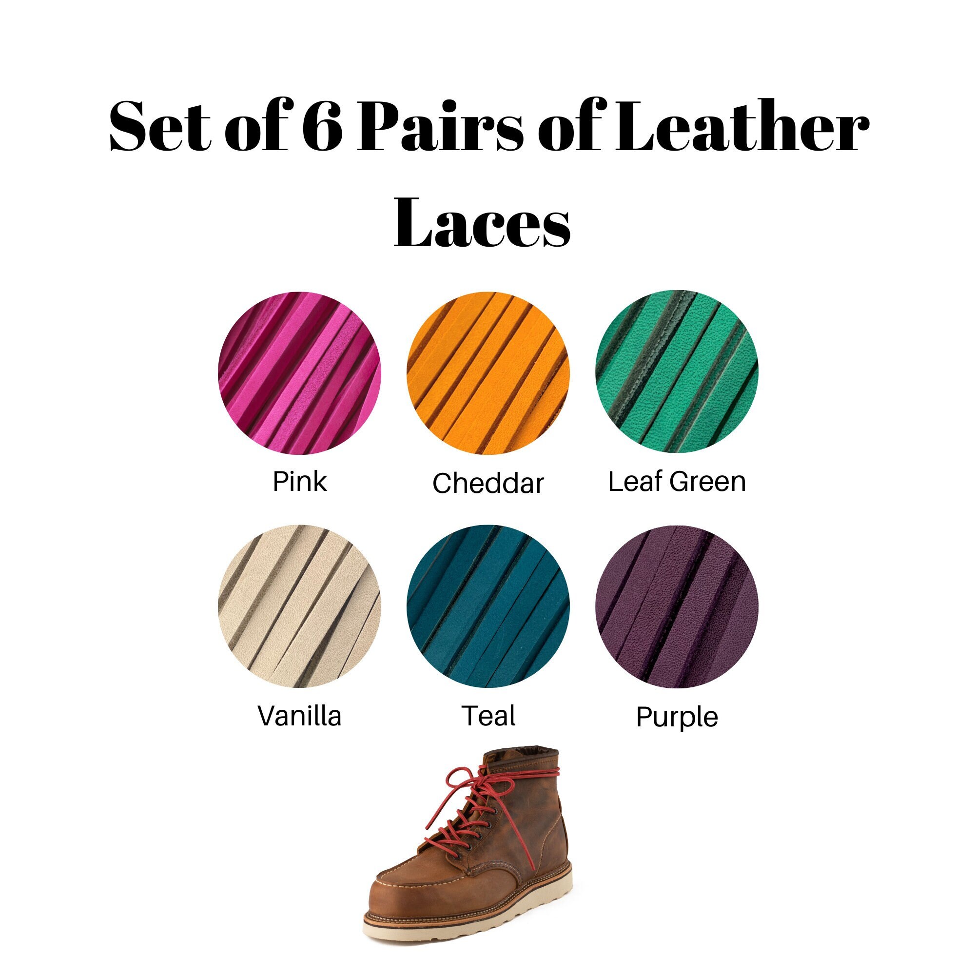 Boat Shoe Replacement Leather Laces (Multiple Color Choices)