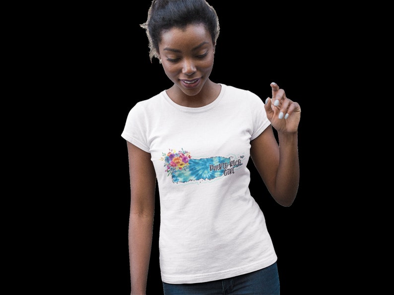 PUERTO RICO GIRL Carte T-shirt Floral Dames Classic Tee Mignon Couleurs assorties 2022 Cadeau pour elle image 4