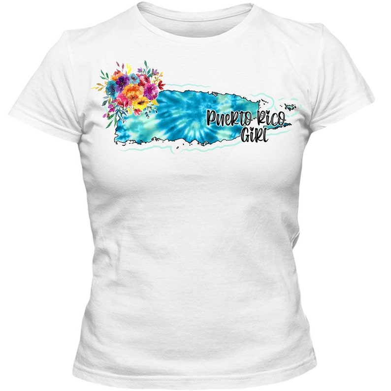 PUERTO RICO GIRL Map T-Shirt Floral Ladies Classic Tee Cute Assorted Colors 2022 Gift for Her image 6