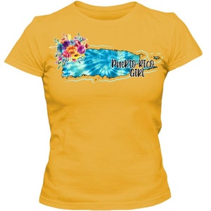 PUERTO RICO GIRL Map T-Shirt Floral Ladies Classic Tee Cute Assorted Colors 2022 Gift for Her image 10