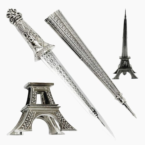 Set Of 10 Eiffel Tower Dagger Letter Openers - Stainless Steel Blade, Collectible Display Piece