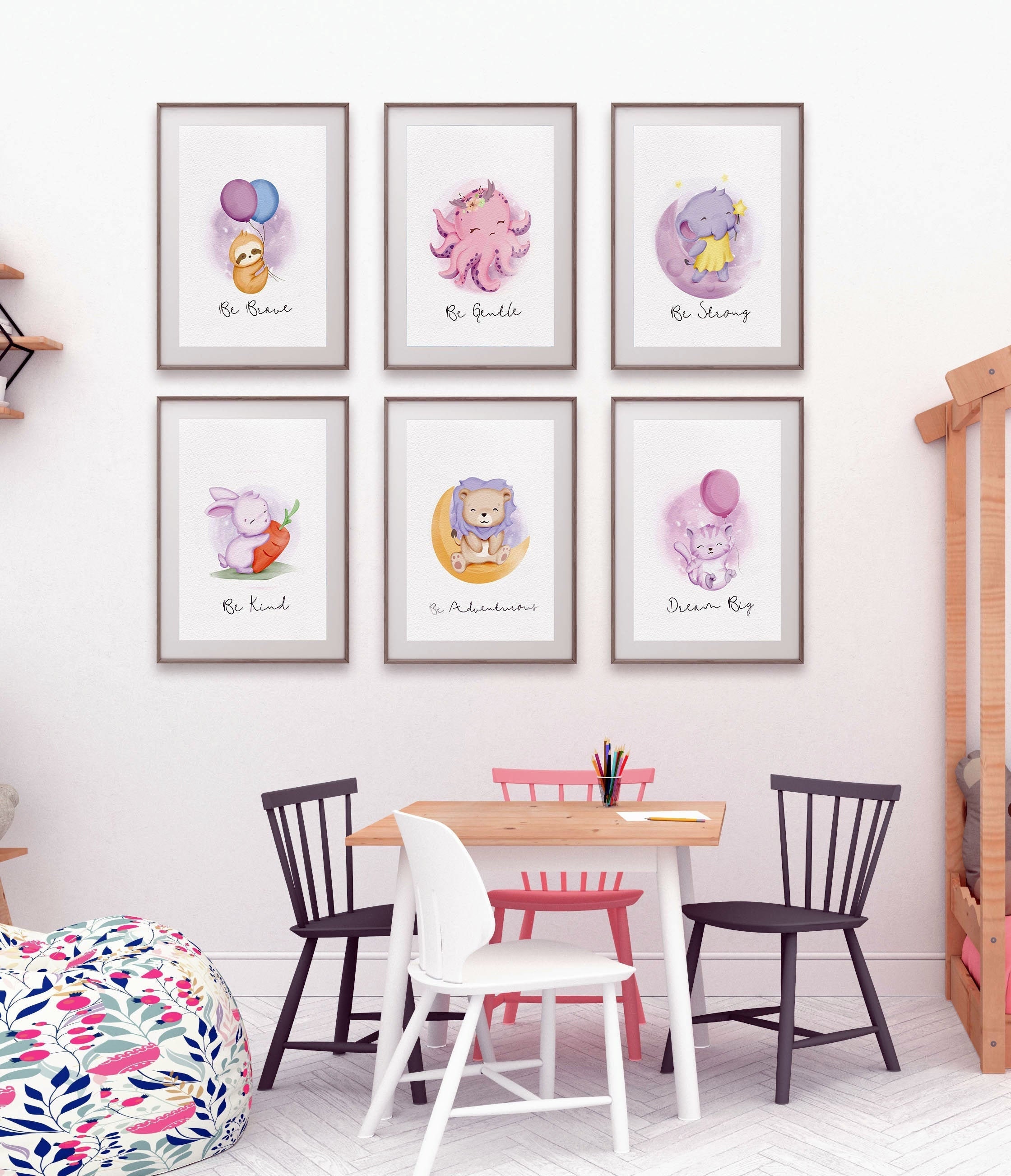 6 Nursery Prints Set 6 or 9 Animal Prints Nursery Wall Art | Etsy