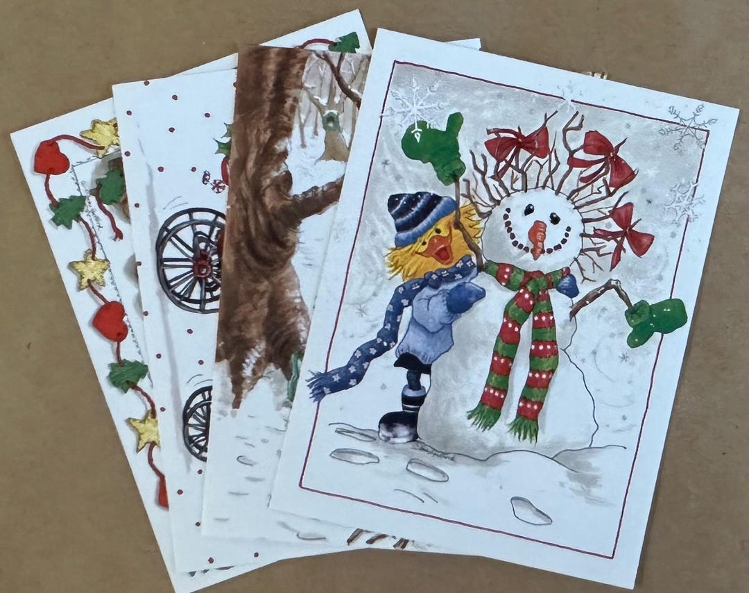 Vintage Christmas Postcards Set of 4 - Etsy