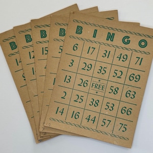 5 cartelas de bingo vintage