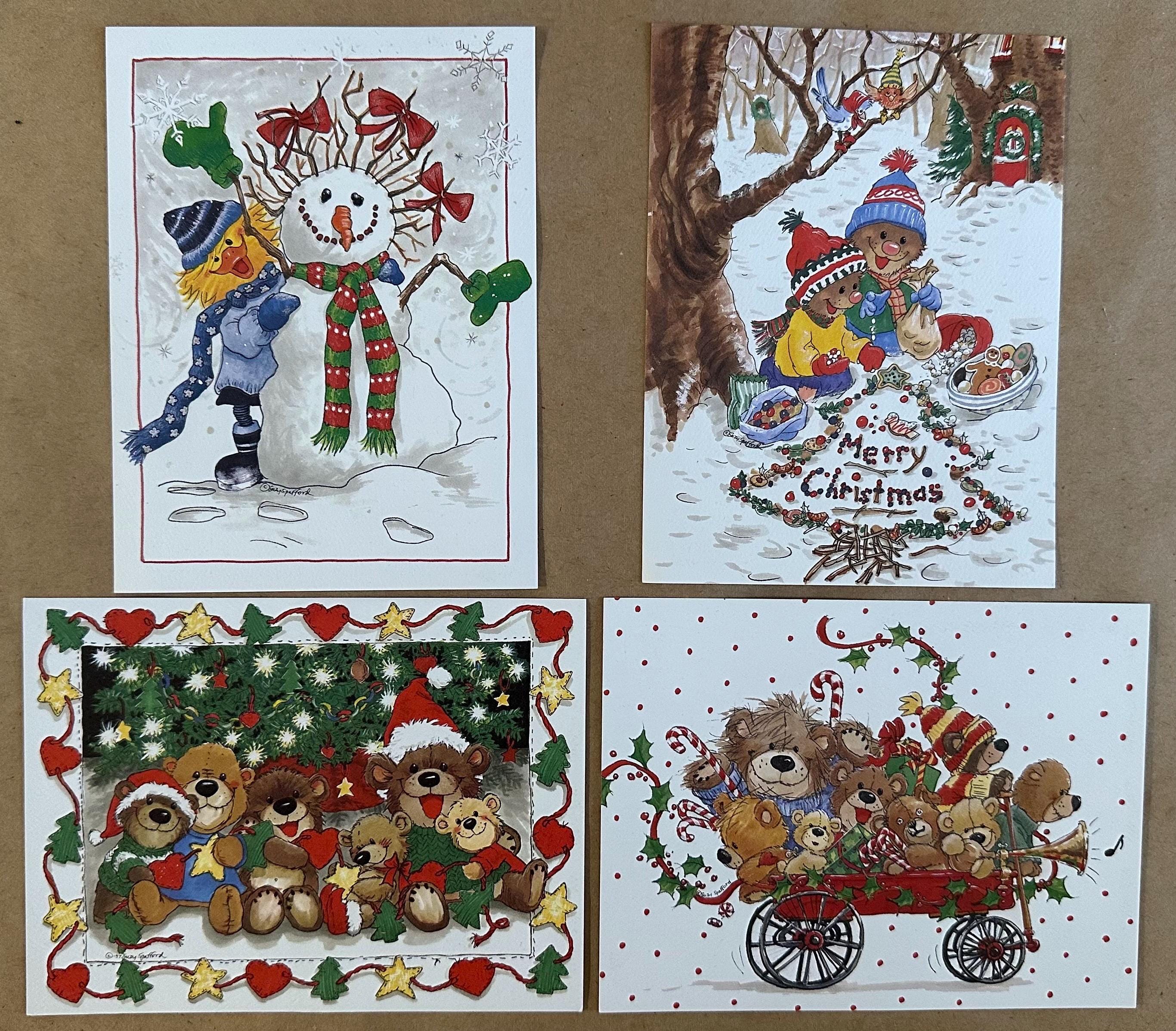 Vintage Christmas Postcards Set of 4 - Etsy
