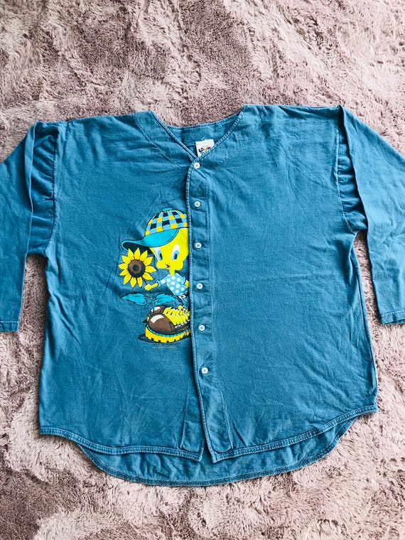 Vintage 90’s Tweety Looney Tunes button up size XL - image 1