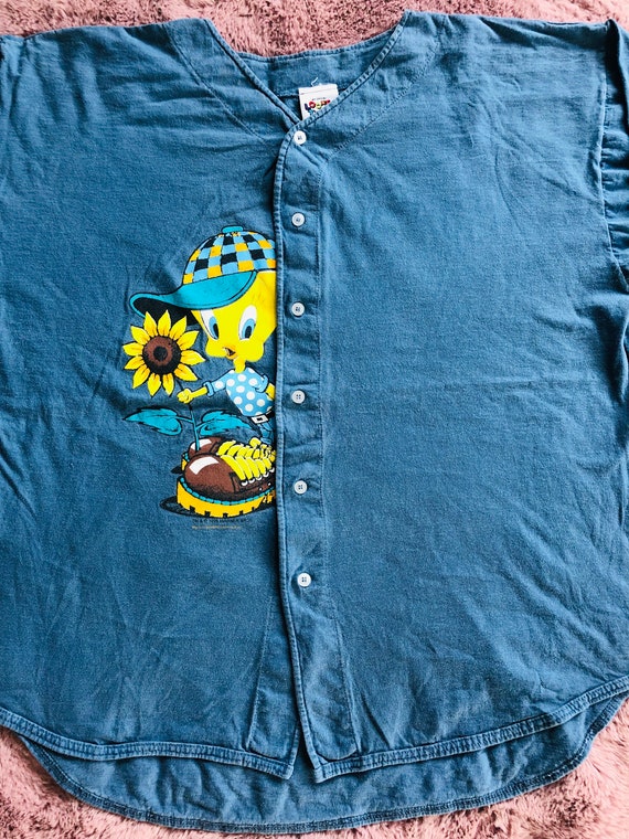 Vintage 90’s Tweety Looney Tunes button up size XL - image 4
