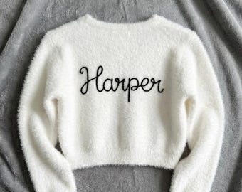 Embroidered Flower Girl Cardigan, Custom Name Wedding Bridal Party Gift